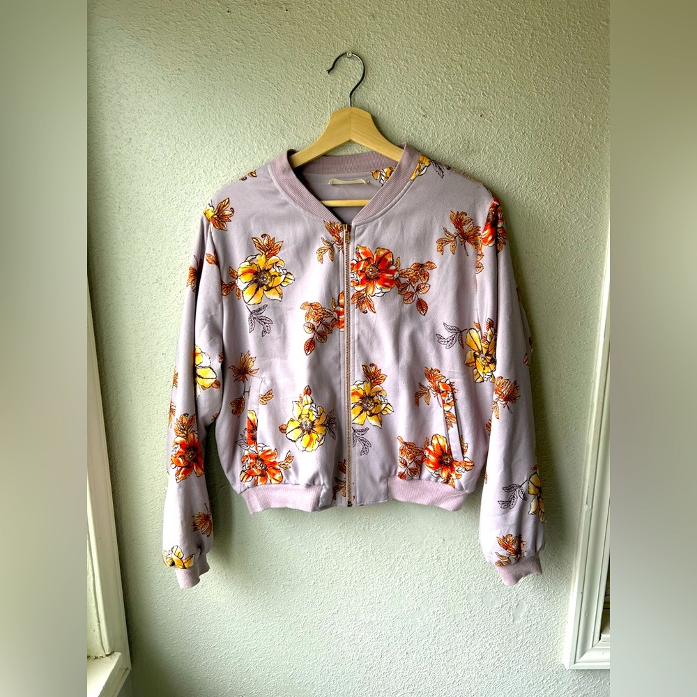 Elodie purple floral bomber jacket. Size L